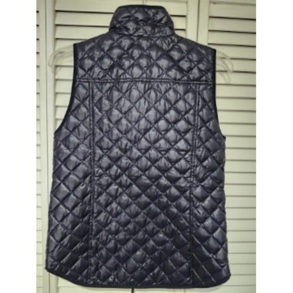 J.Crew Quilted Vest Womens XXS Navy Blue Gold Button Pockets - Picture 2 of 6